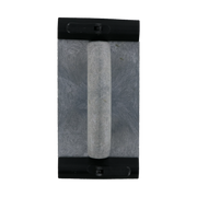 Drywall hand tool with black plastic handle and gray felt application pad surface.
