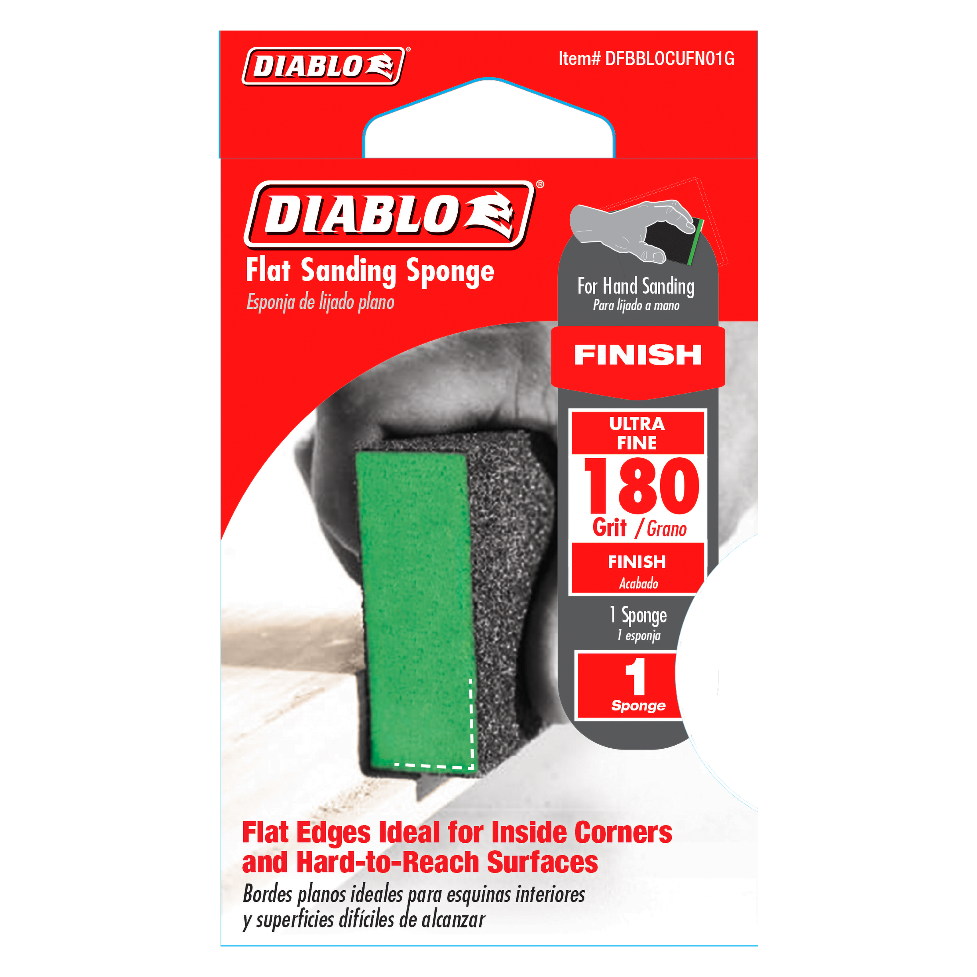 Diablo DFBBLOCUFN01G Flat 180-Grit (Ultra Fine) Sanding Sponge