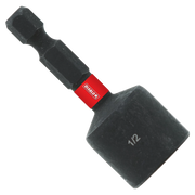 Black magnetic nut setter with red band and 1/2 marking on hexagonal socket end.