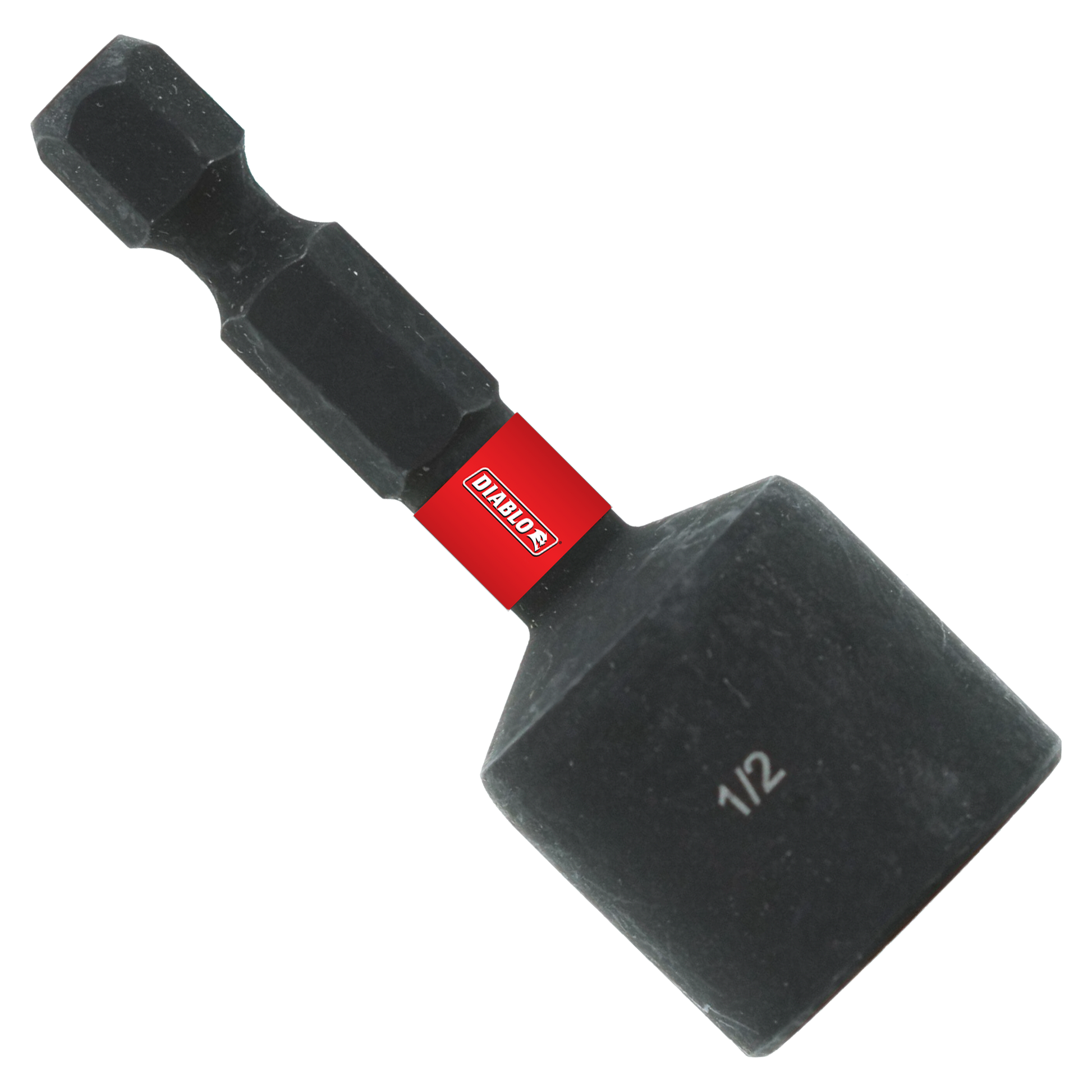 Black magnetic nut setter with red band and 1/2 marking on hexagonal socket end.