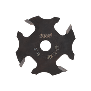 Black slotting cutter with four carbide wings and center hole, marked Freud 58-112.