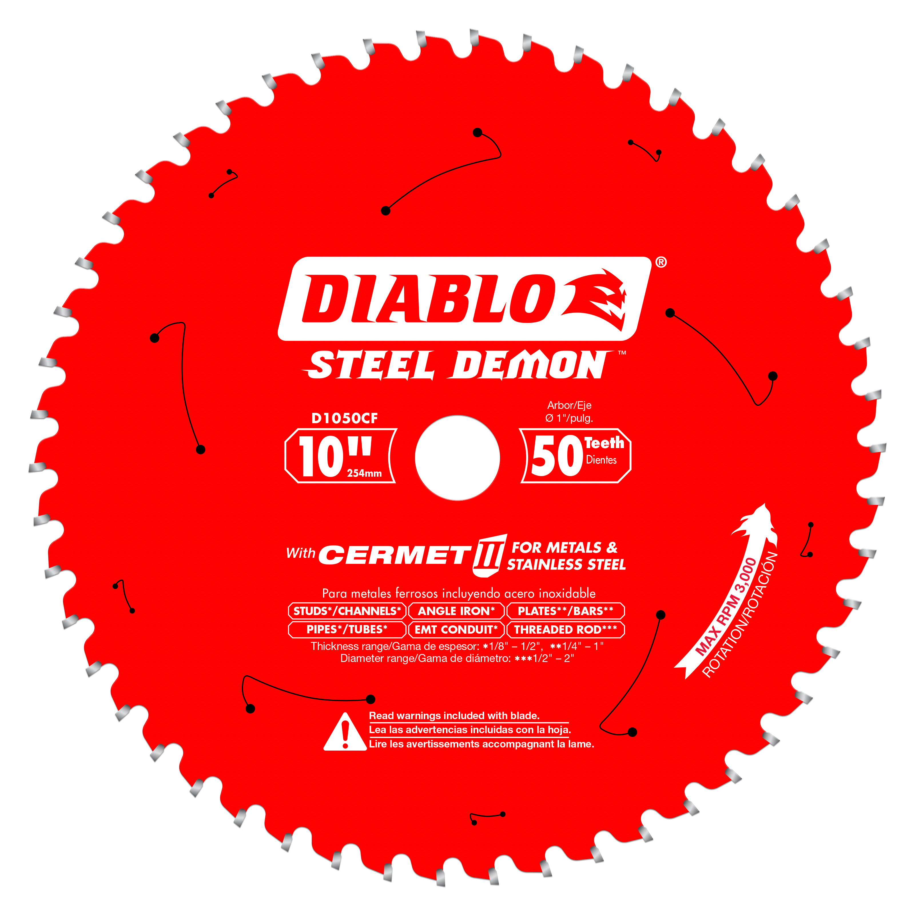 Diablo Steel Demon Cermet II 10 inch, 50-Teeth Saw Blade - D1050CF
