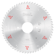 Freud 300mm circular saw blade with silver coating and multiple teeth around perimeter for panel sizing applications.