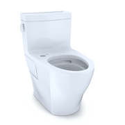Cotton white one-piece elongated toilet with integrated tank and curved bowl design.