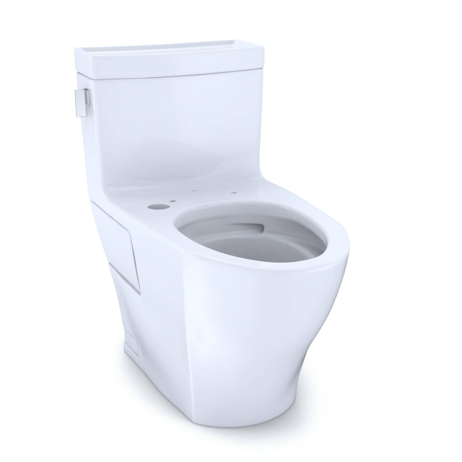 Cotton white one-piece elongated toilet with integrated tank and curved bowl design.