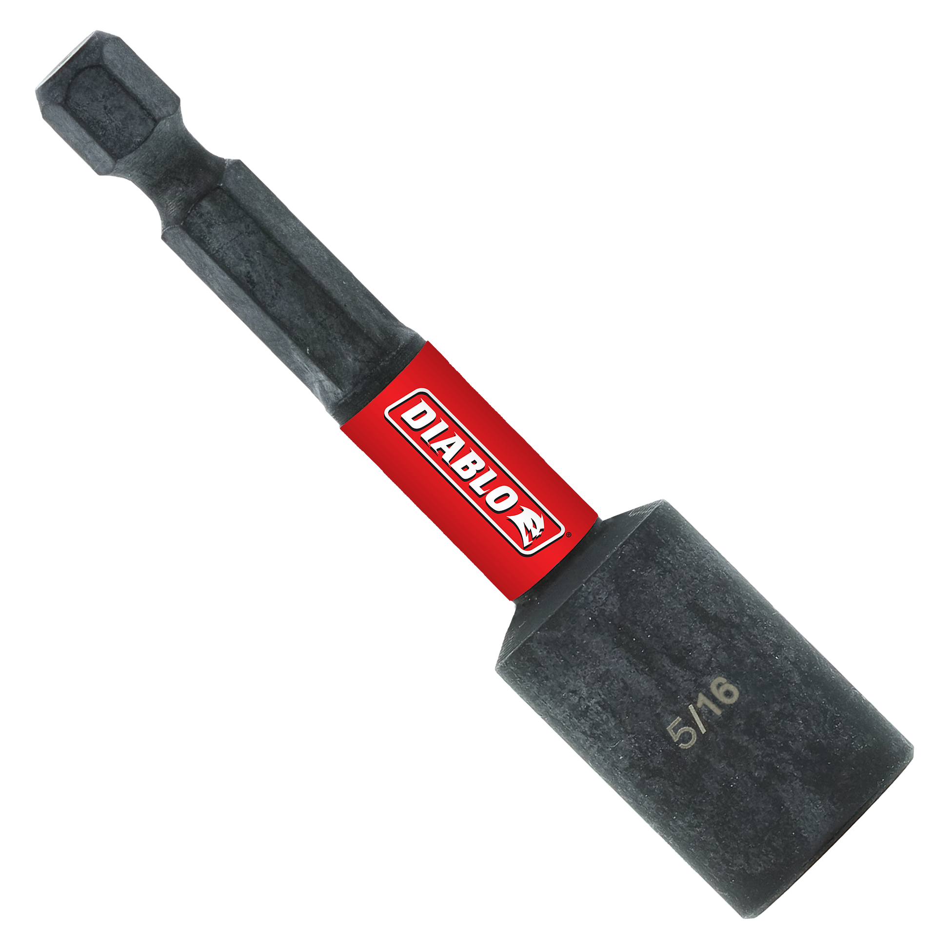 Black magnetic nut setter with red Diablo band, hexagonal socket end and cylindrical grip section.