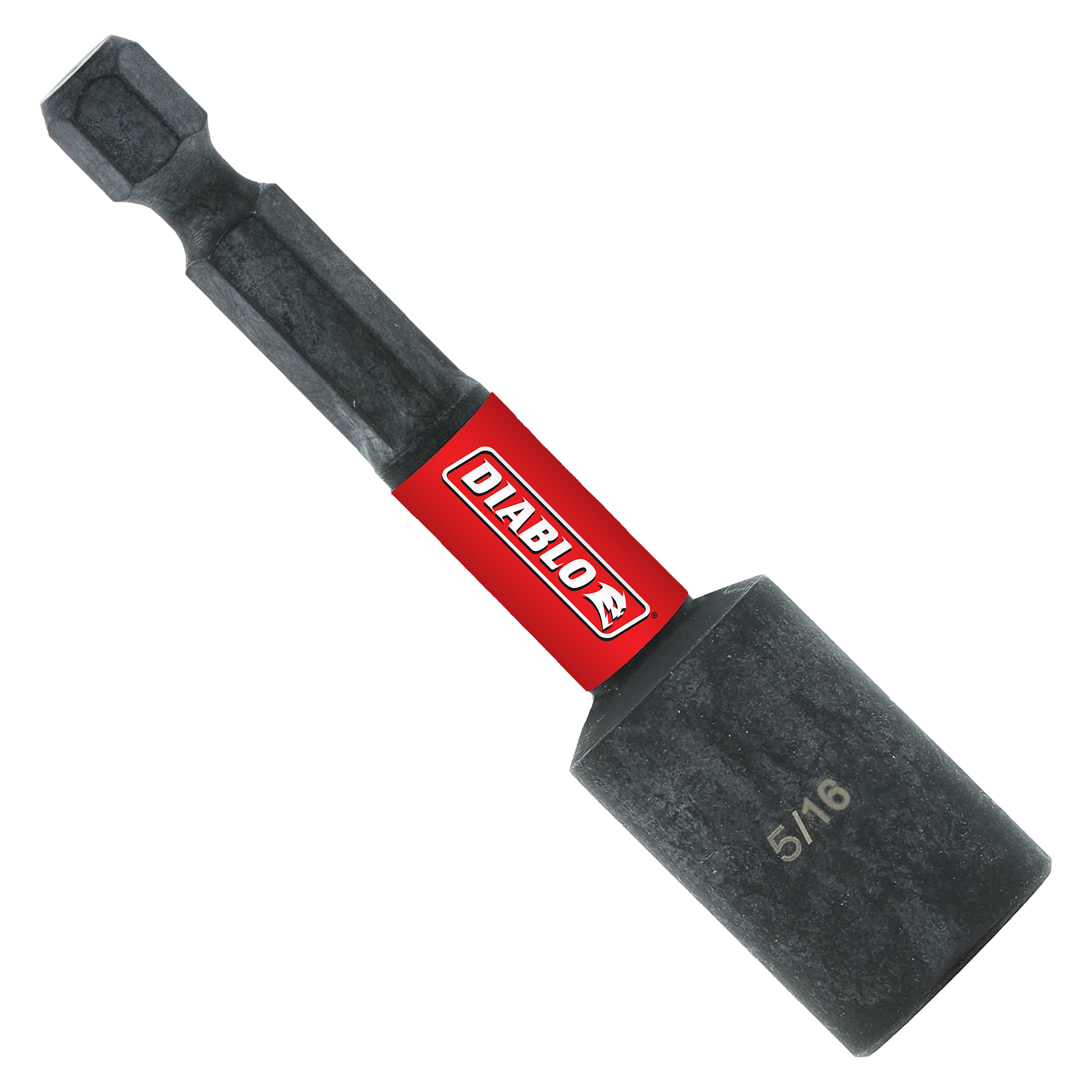 Black magnetic nut setter with red Diablo band, hexagonal socket end and cylindrical grip section.