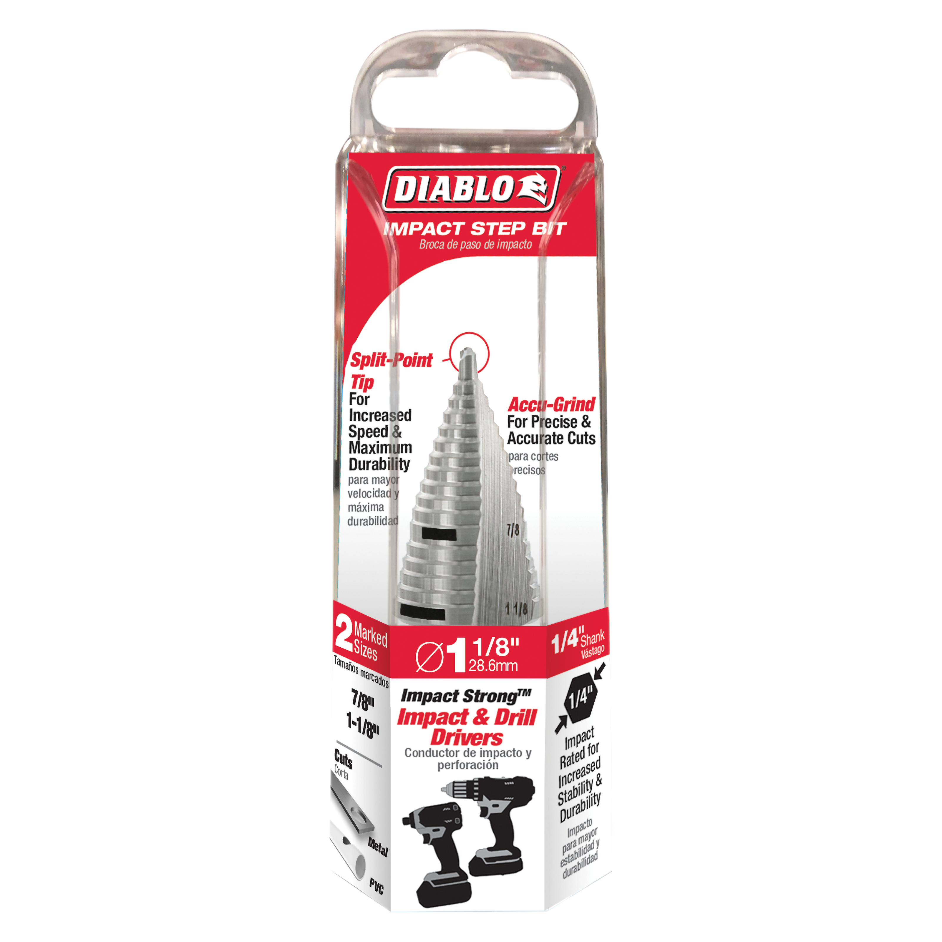 Diablo DSD1125S17 7/8 in. - 1-1/8 in. Impact Step Drill Bit (17 Steps) - 2 Pack