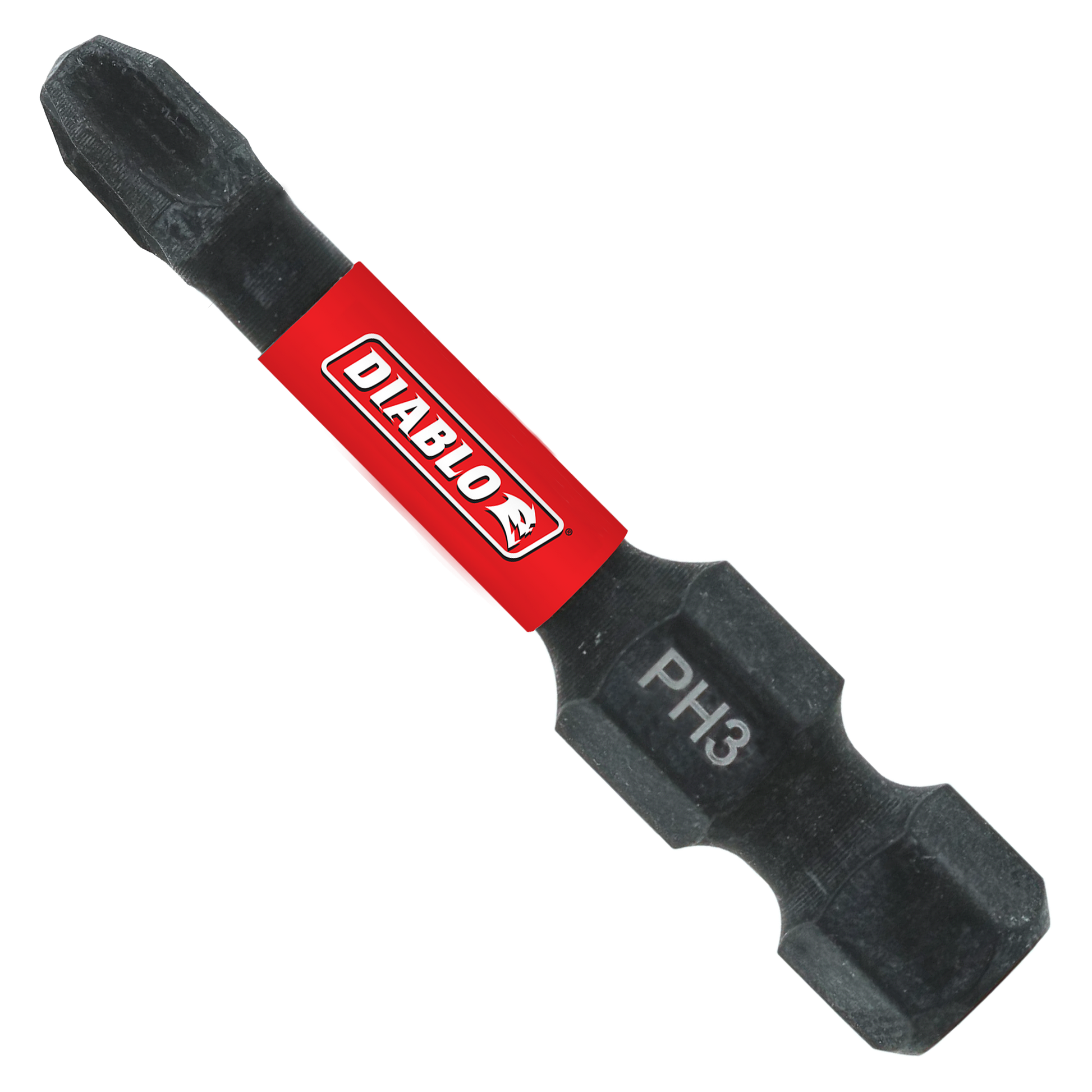Black Phillips #3 drive bit with red Diablo band, marked PH3, double-ended design.