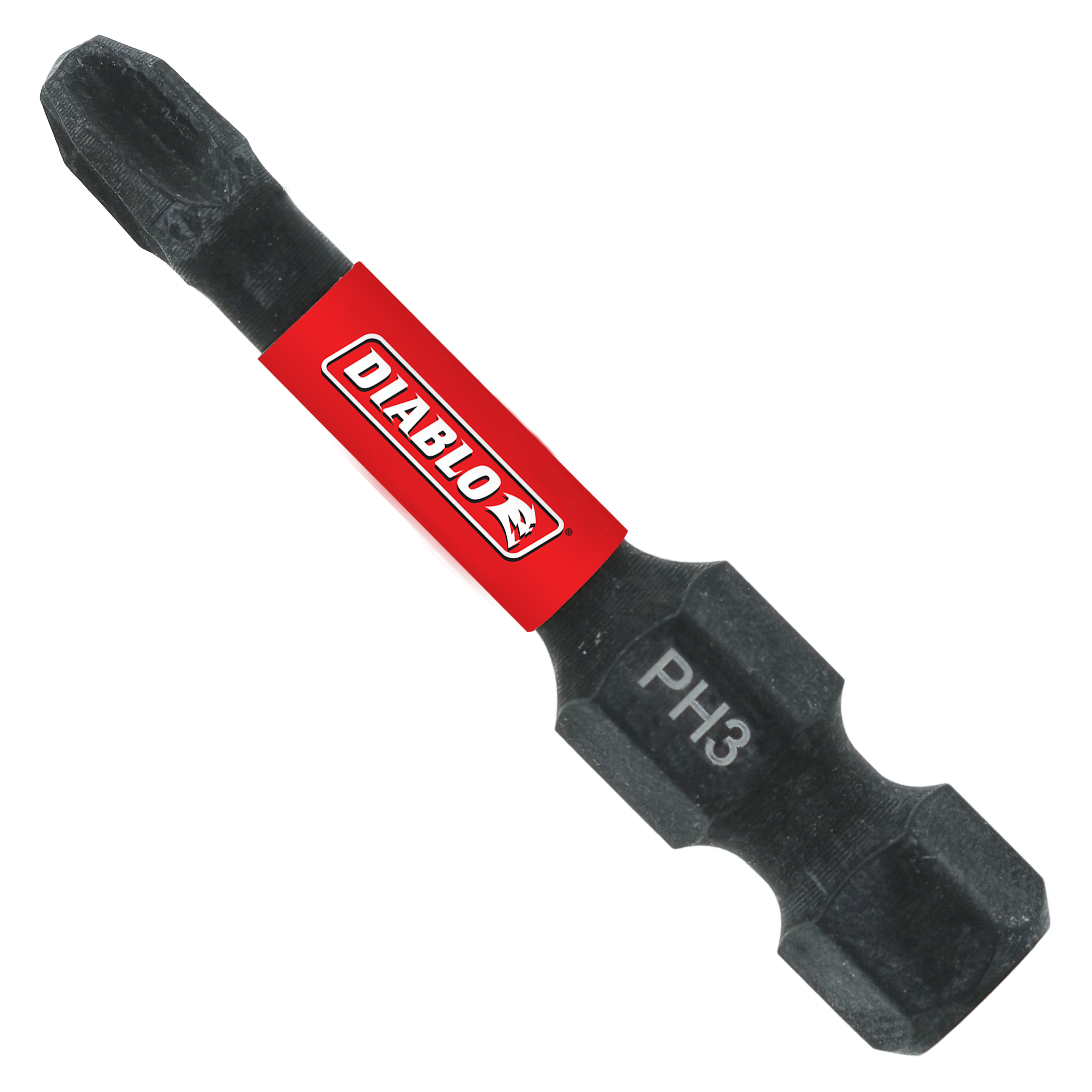 Black Phillips #3 drive bit with red Diablo band, marked PH3, double-ended design.