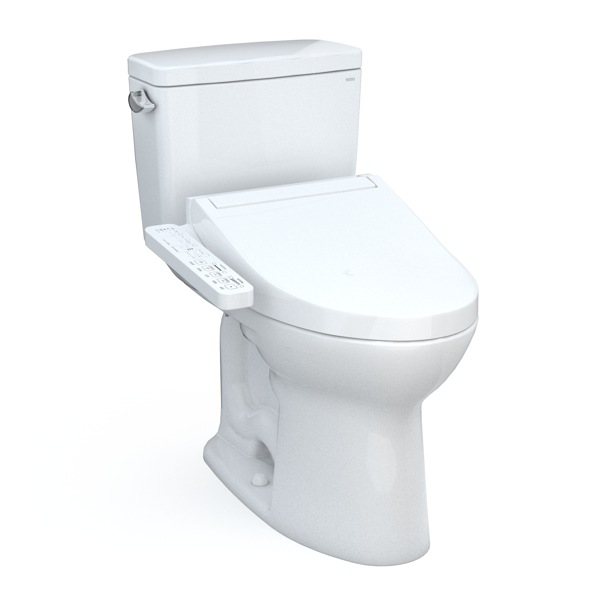 Toto Drake Two Piece Elongated Tornado Flush Universal Height Toilet with CEFIONTECT 1.6 GPF with Washlet+ C2 Bidet Seat in Cotton White