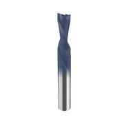 3/8" down spiral bit with dark coated cutting end and silver metal shank.