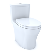 Toto Aquia IV One Piece Elongated Universal Height Toilet with CEFIONTECT Dual Flush 0.9 and 1.28 GPF with SS124 SoftClose Seat in Cotton White