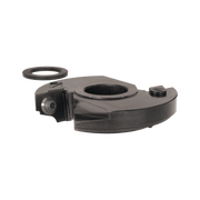 Two-piece dark gray router cutter head with circular blade guard and mounting hardware for door edge profiling.