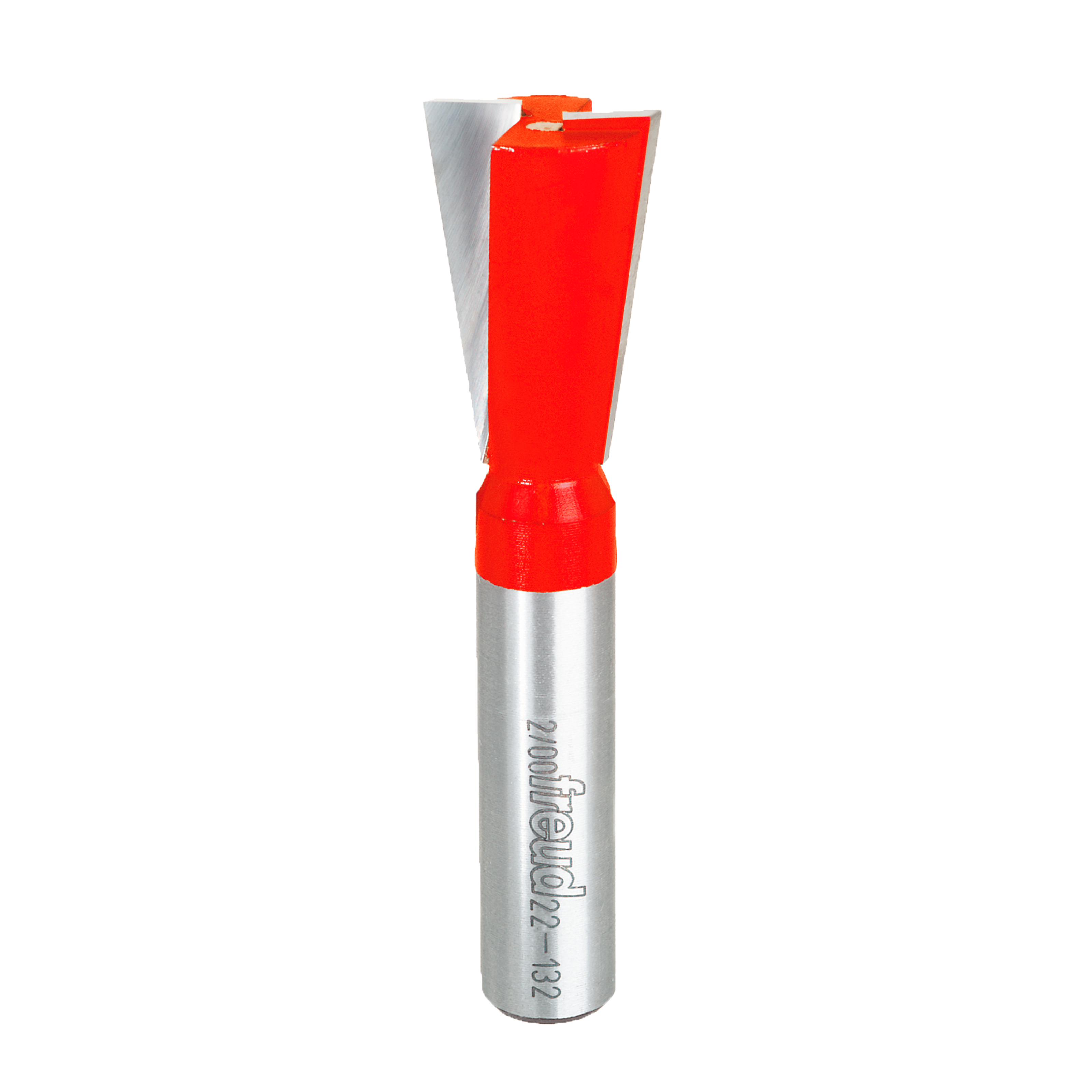 Freud 13/16" dovetail bit with red cutting head and silver metal shank.