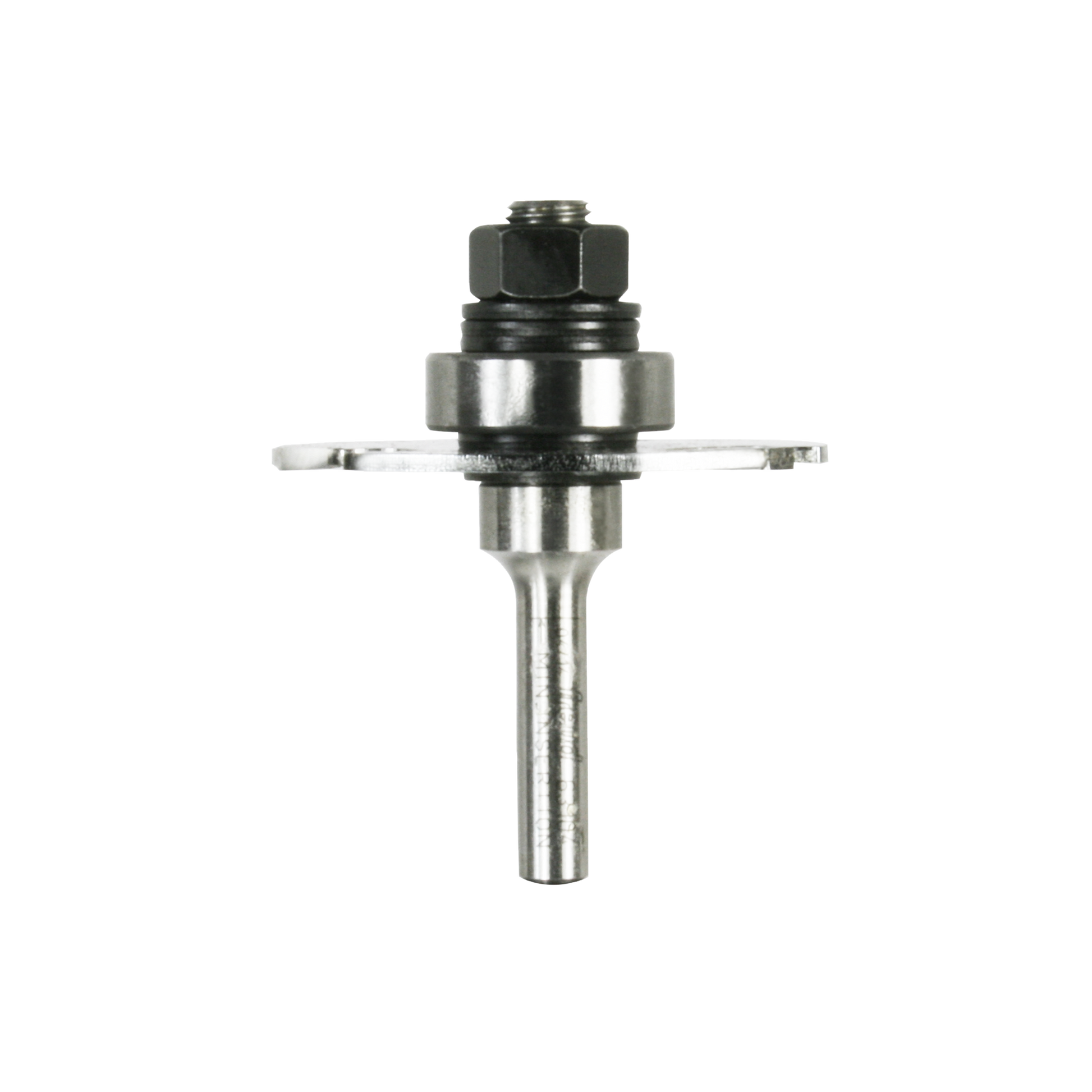 Slotting cutter bit with hexagonal black collar, metal body, and flat cutting wings extending horizontally from shaft.