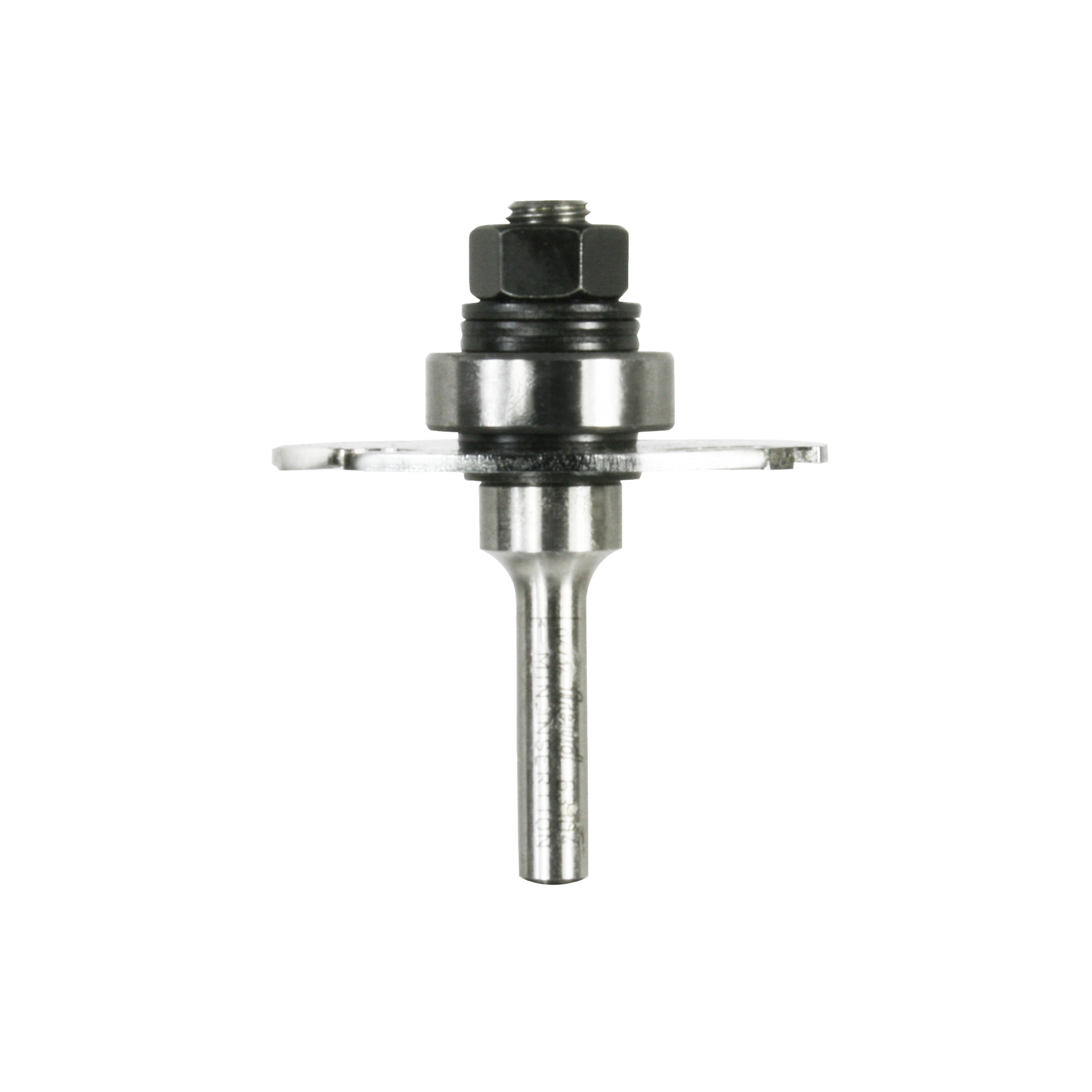 Slotting cutter bit with hexagonal black collar, metal body, and flat cutting wings extending horizontally from shaft.
