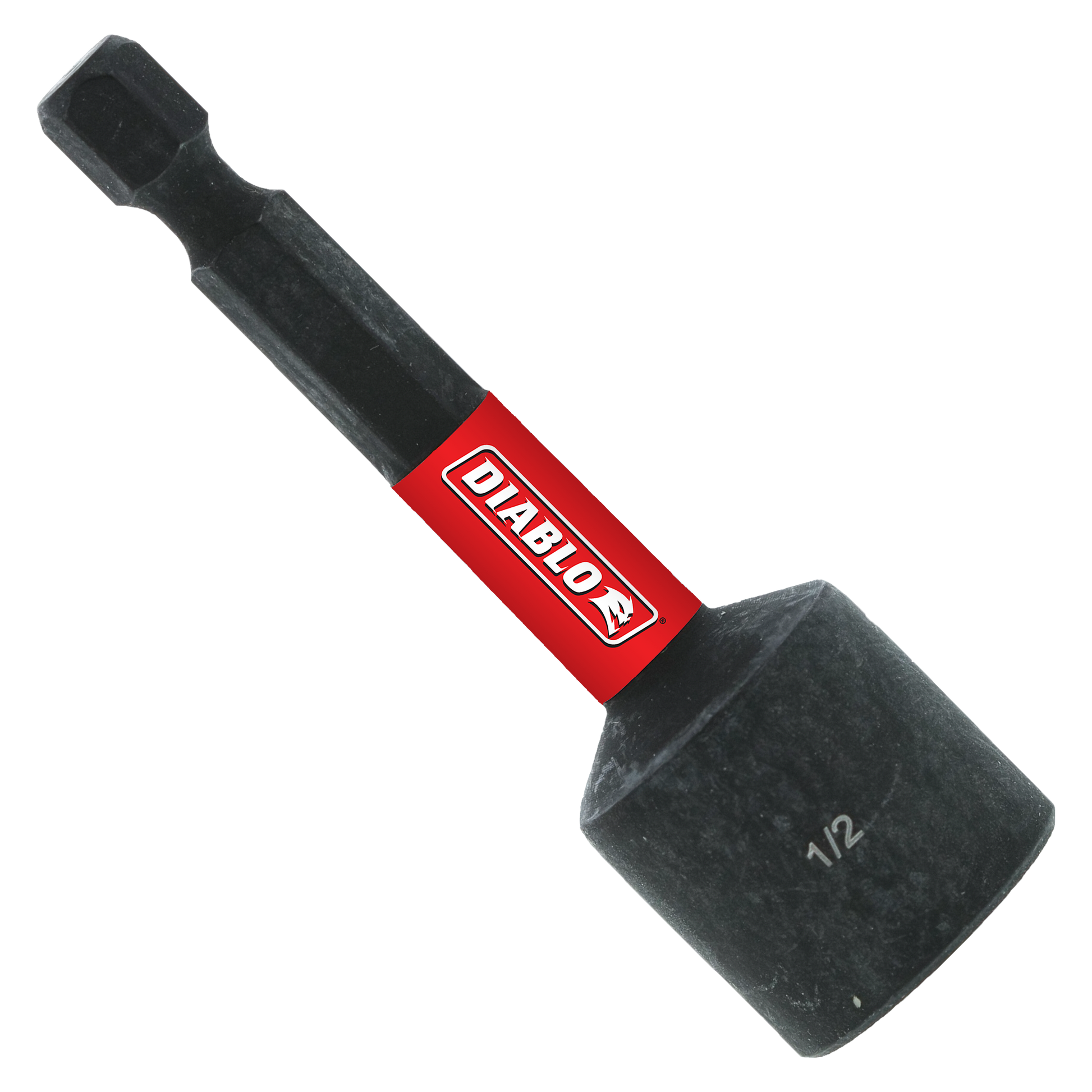 Black magnetic nut setter with red Diablo band and 1/2 inch hex socket end.
