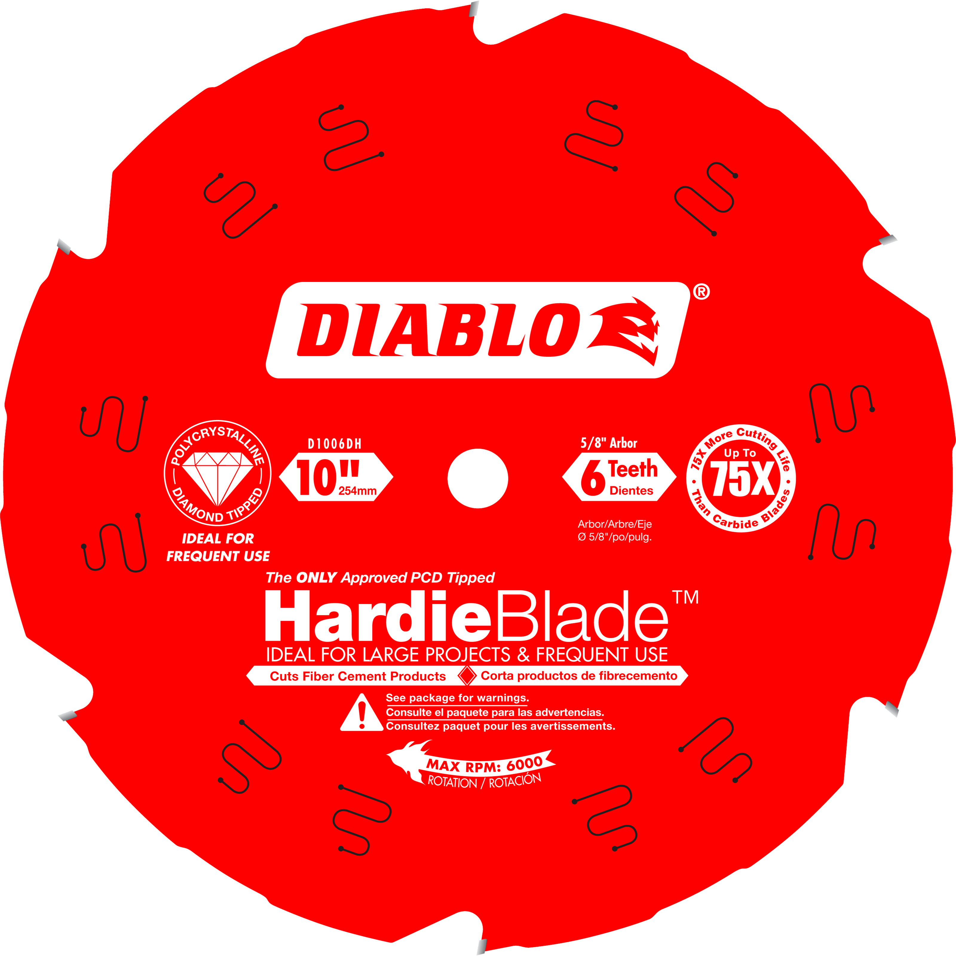 Diablo HardieBlade 10 inch, 6-Teeth Saw Blade - D1006DH