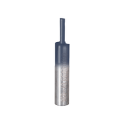 Silver and dark gray straight router bit with two flutes and cylindrical shank on white background.
