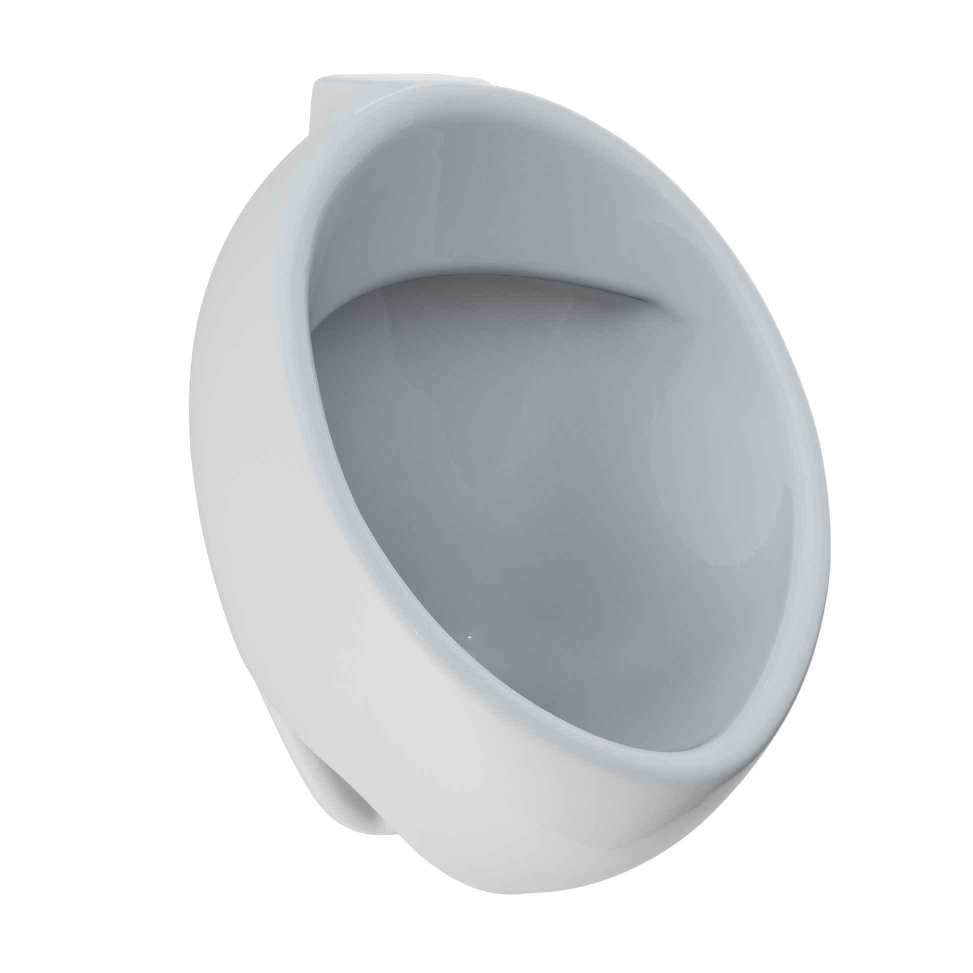 Cotton white wall-mounted urinal with oval bowl and curved basin design.