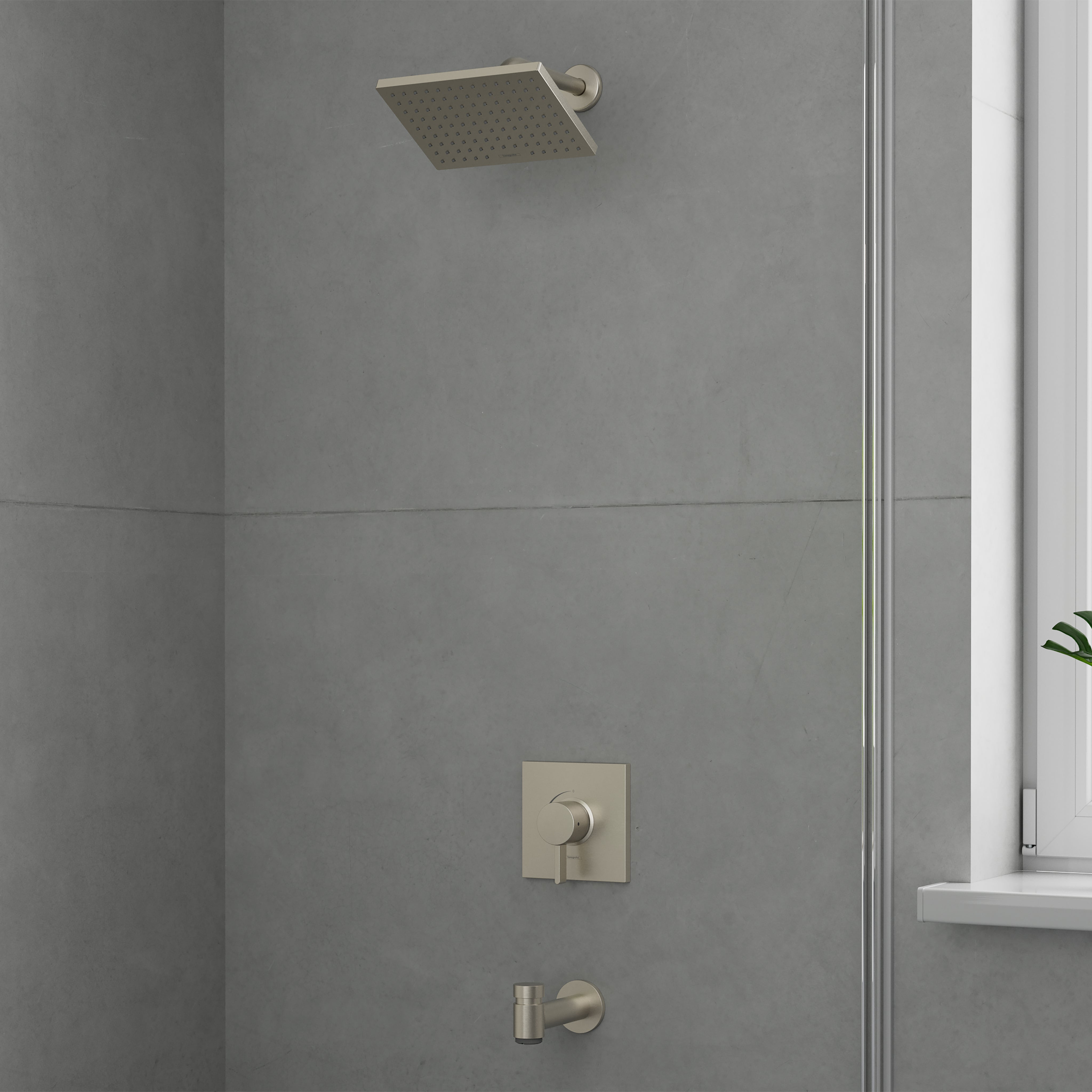 Hansgrohe 04961820 Vernis Shape Pressure Balance Tub/Shower Set, 2.5 GPM in Brushed Nickel
