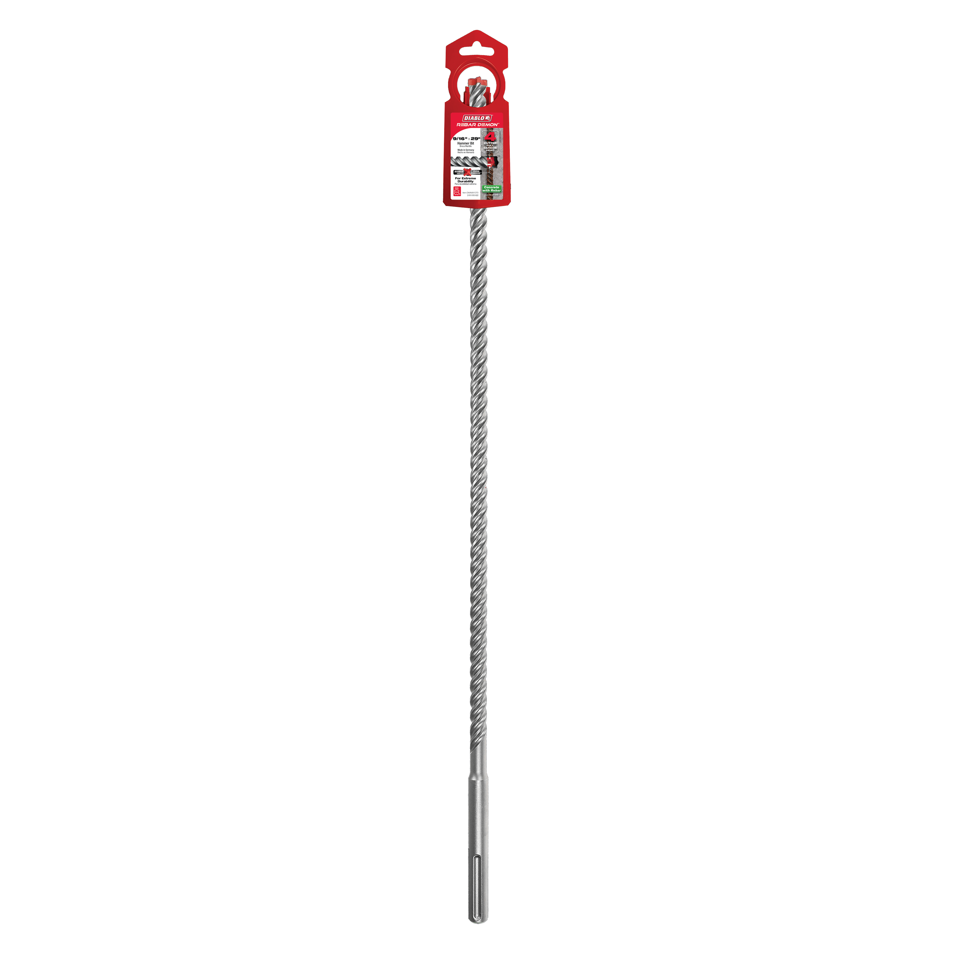 Diablo DMAMX1070 9/16 in. x 24 in. x 29 in. Rebar Demon SDS-Max 4-Cutter Full Carbide Head Hammer Drill Bit - 2 Pack