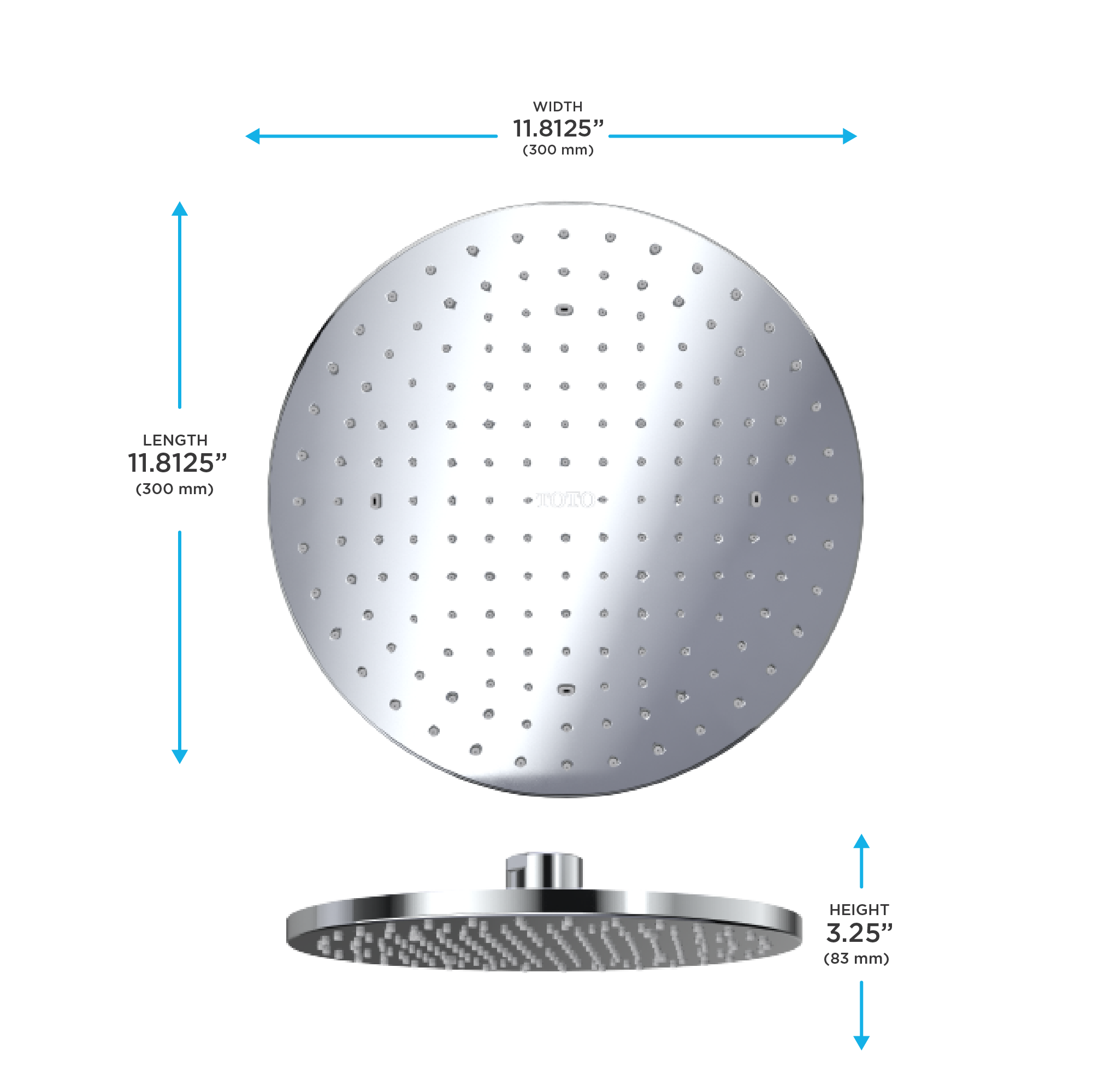 Toto G Series 1.75 GPM Single Spray 12 Inch Round Shower Head With Comfort Wave, Polished Chrome - TBW07003U4#CP