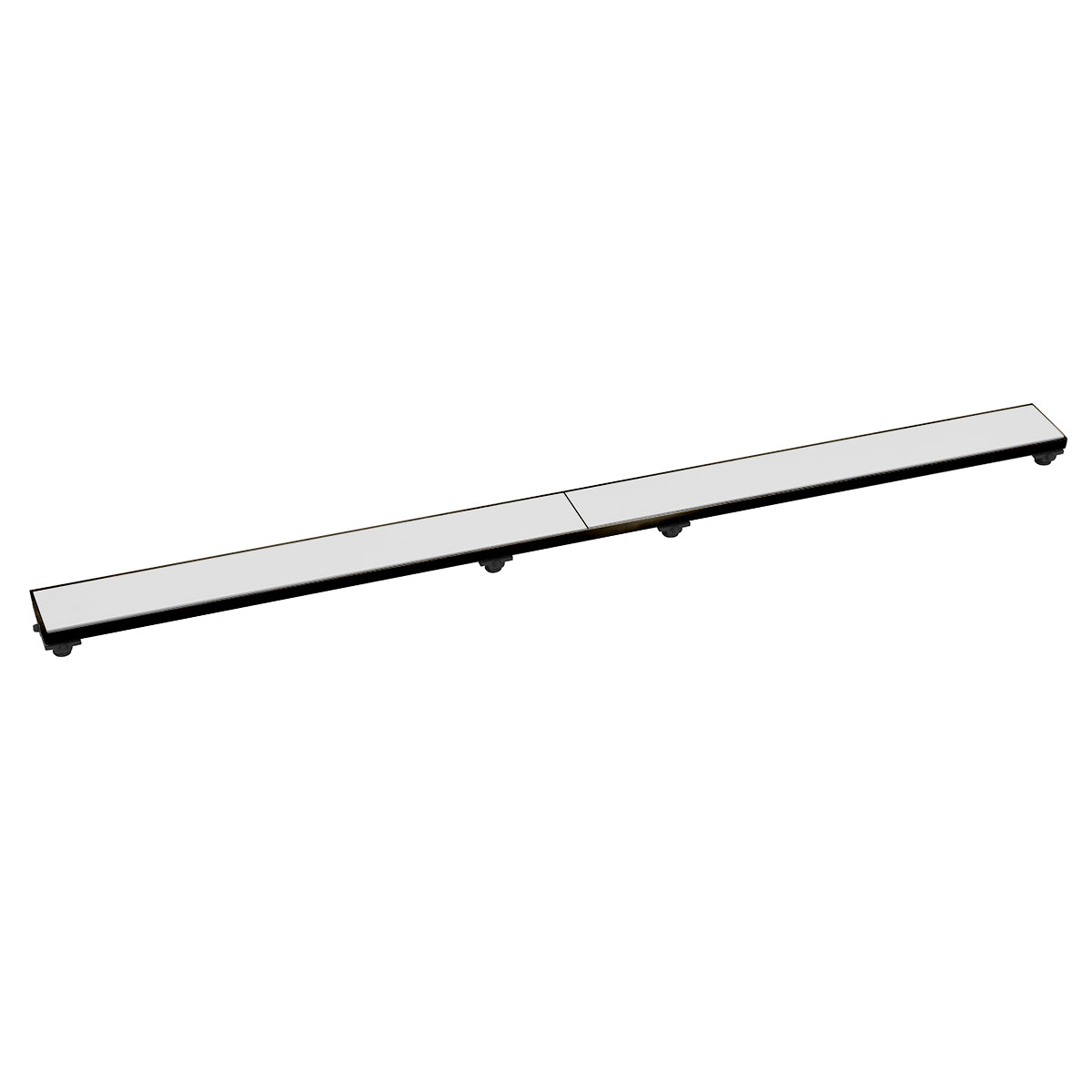 Linear drain grate in oil rubbed bronze finish with stainless steel surface, 48 inches long.