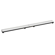 Linear drain grate with oil rubbed bronze finish and black rubber feet, approximately 36 inches long.