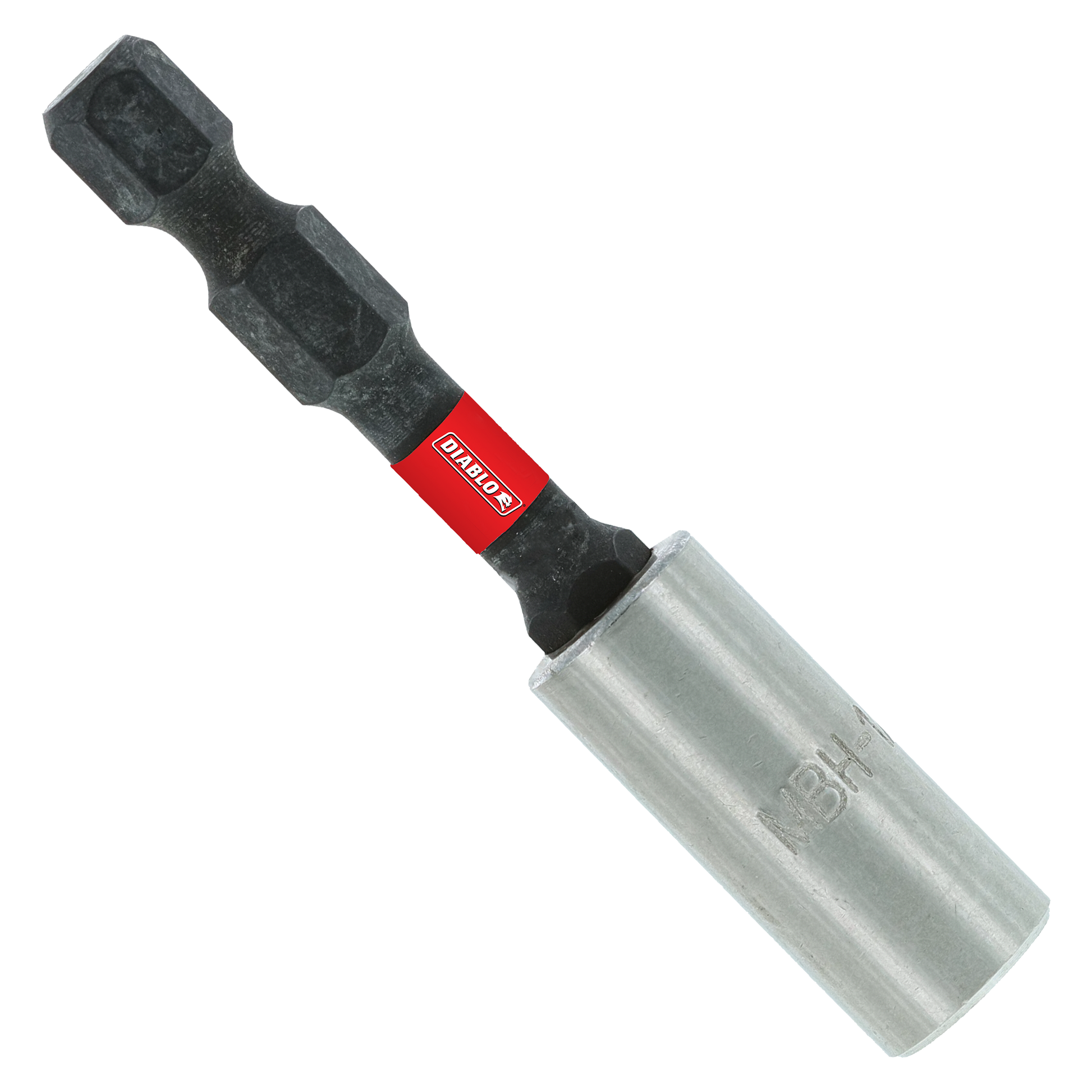 Black and red magnetic drive bit holder with hexagonal socket end and red band label.
