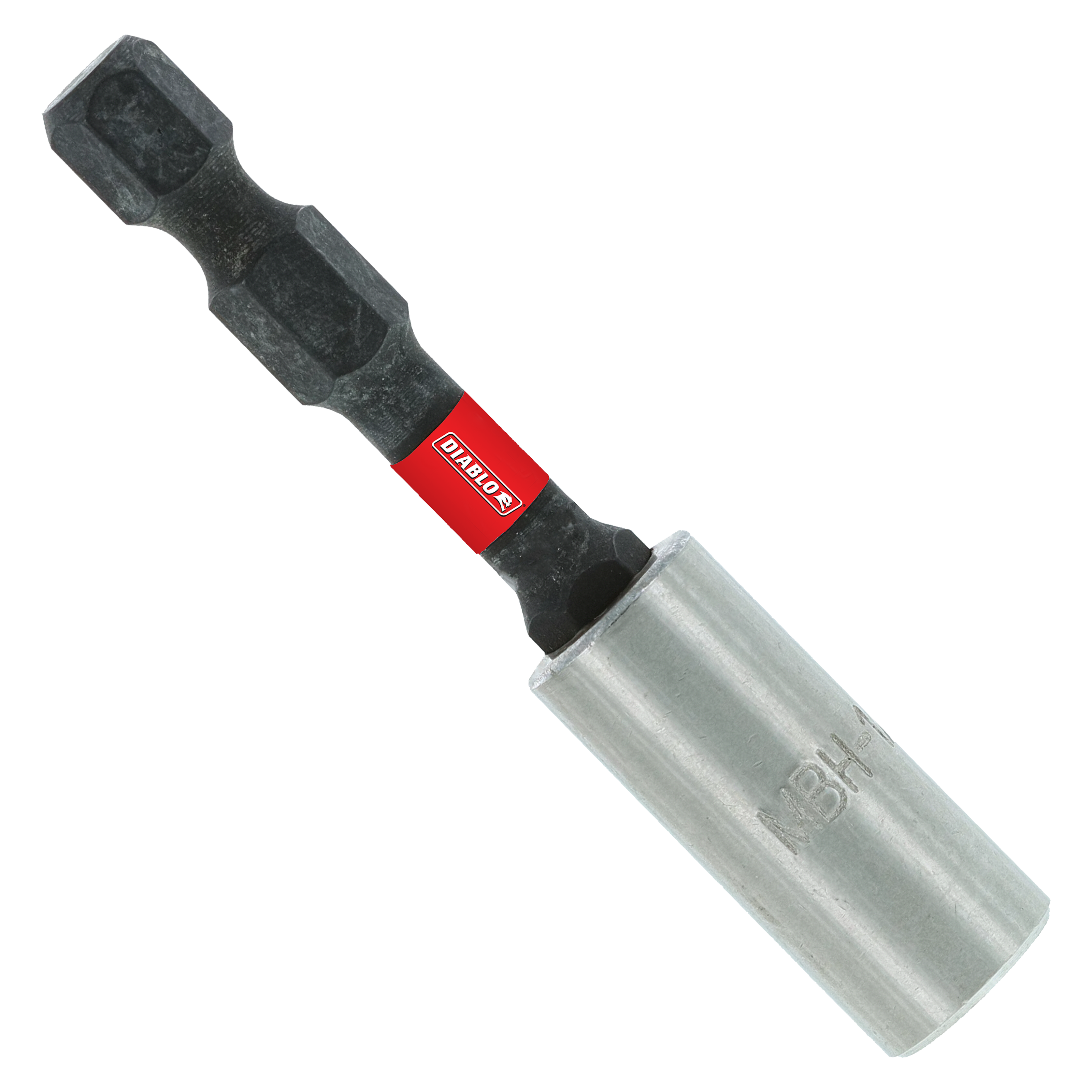 Black and red magnetic drive bit holder with hexagonal socket end and red band label.