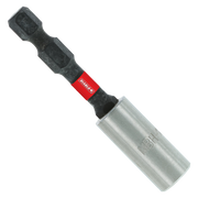 Black magnetic drive bit holder with red band and silver socket attachment, 3 inches long.