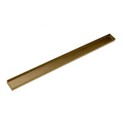 Satin bronze linear drain channel with rectangular trough design and angled ends.