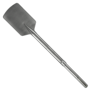 Gray SDS-Max asphalt cutter bit with flat rectangular head and fluted shank against white background.