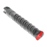 Gray SDS-Plus hammer drill bit with two cutting edges and red end cap, 3/8 inch diameter.