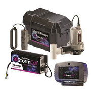 Liberty Pumps 12V battery backup sump pump system with stainless steel submersible pump, control box, battery, and wireless m