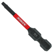 Black and gray square drive bit with red Diablo band, marked R1 on the tip end.