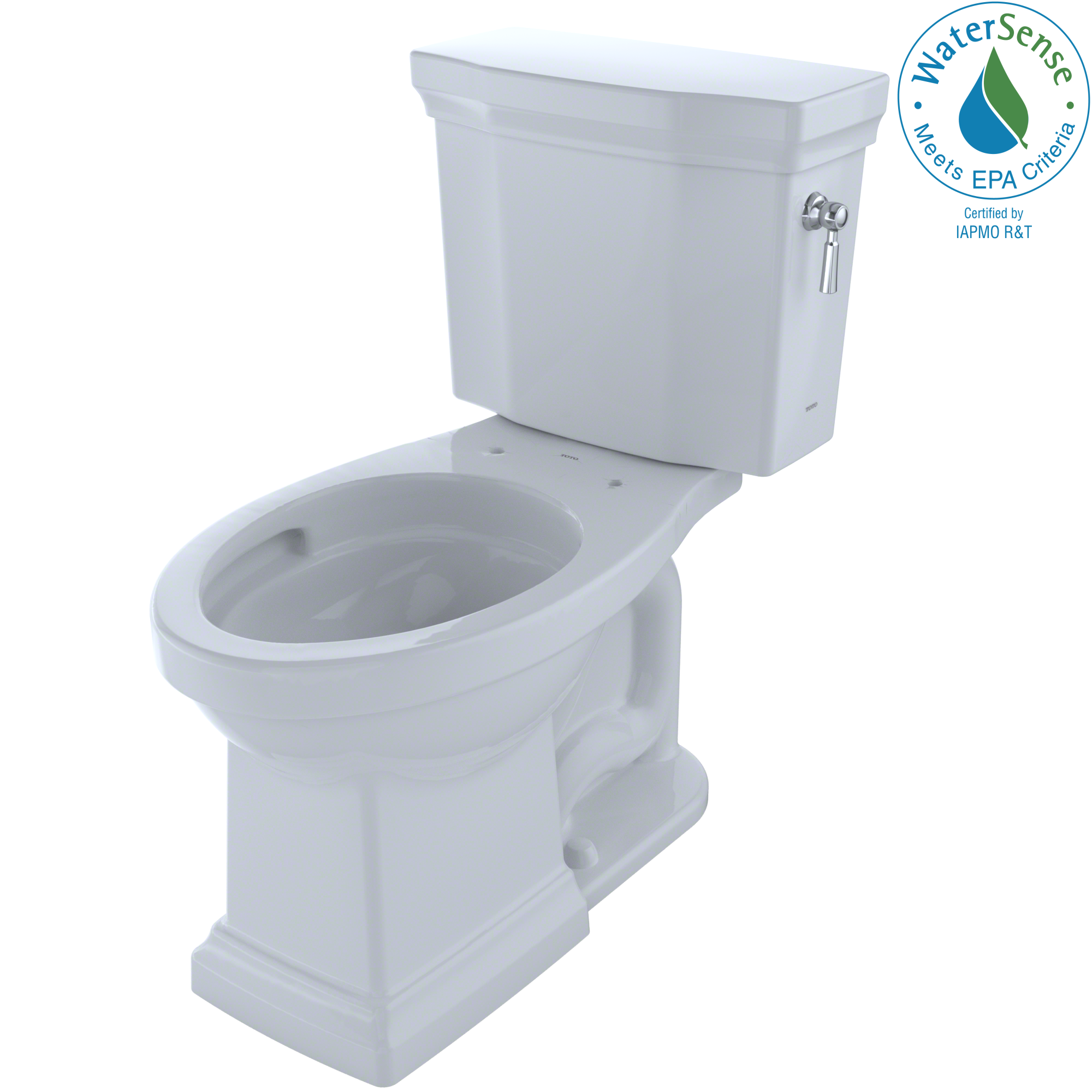 Toto Promenade II Two Piece Elongated Universal Height Toilet with CEFIONTECT and Right Hand Lever 1.28 GPF Less Seat in Cotton White