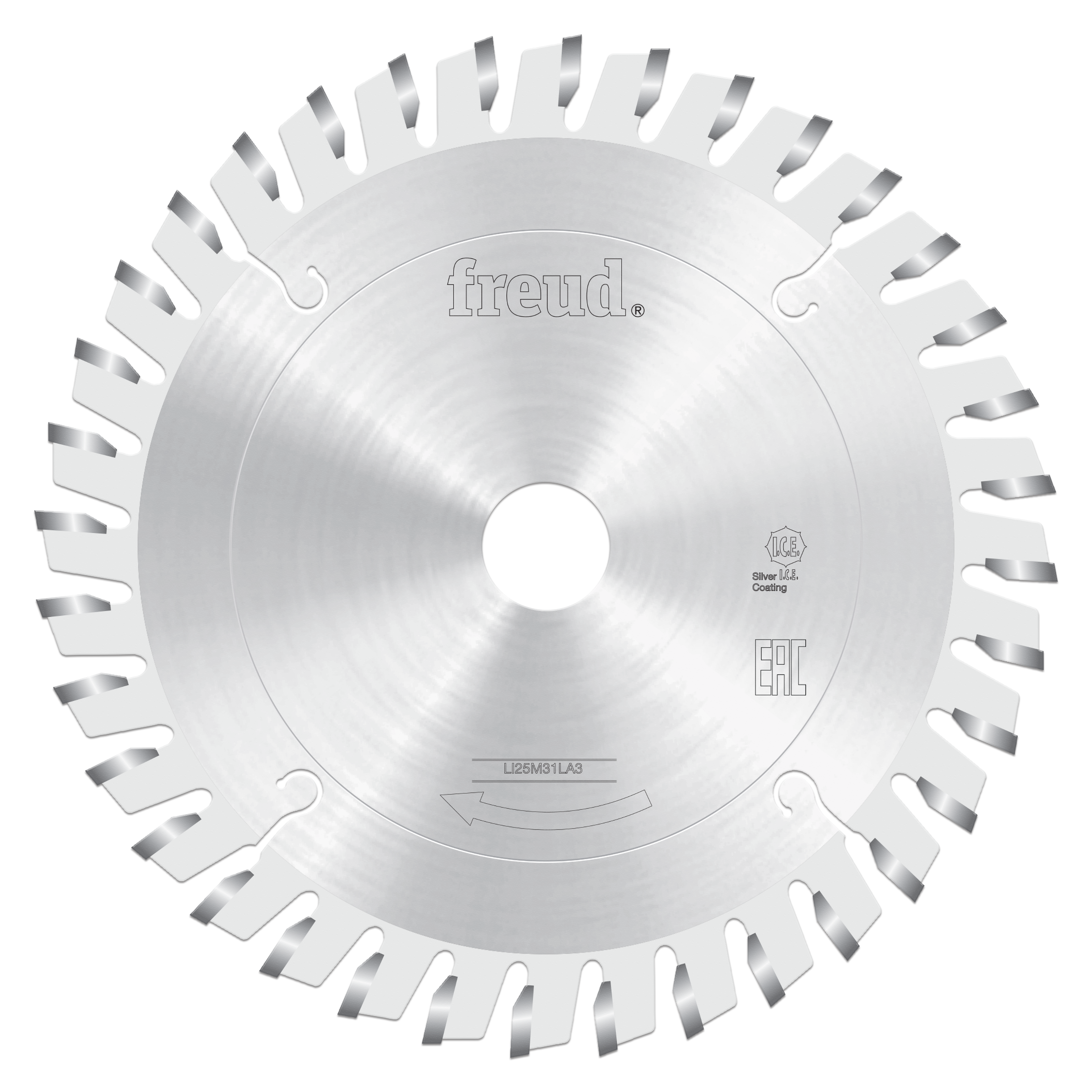 Freud 160mm conical scoring saw blade with silver-coated teeth and center arbor hole.