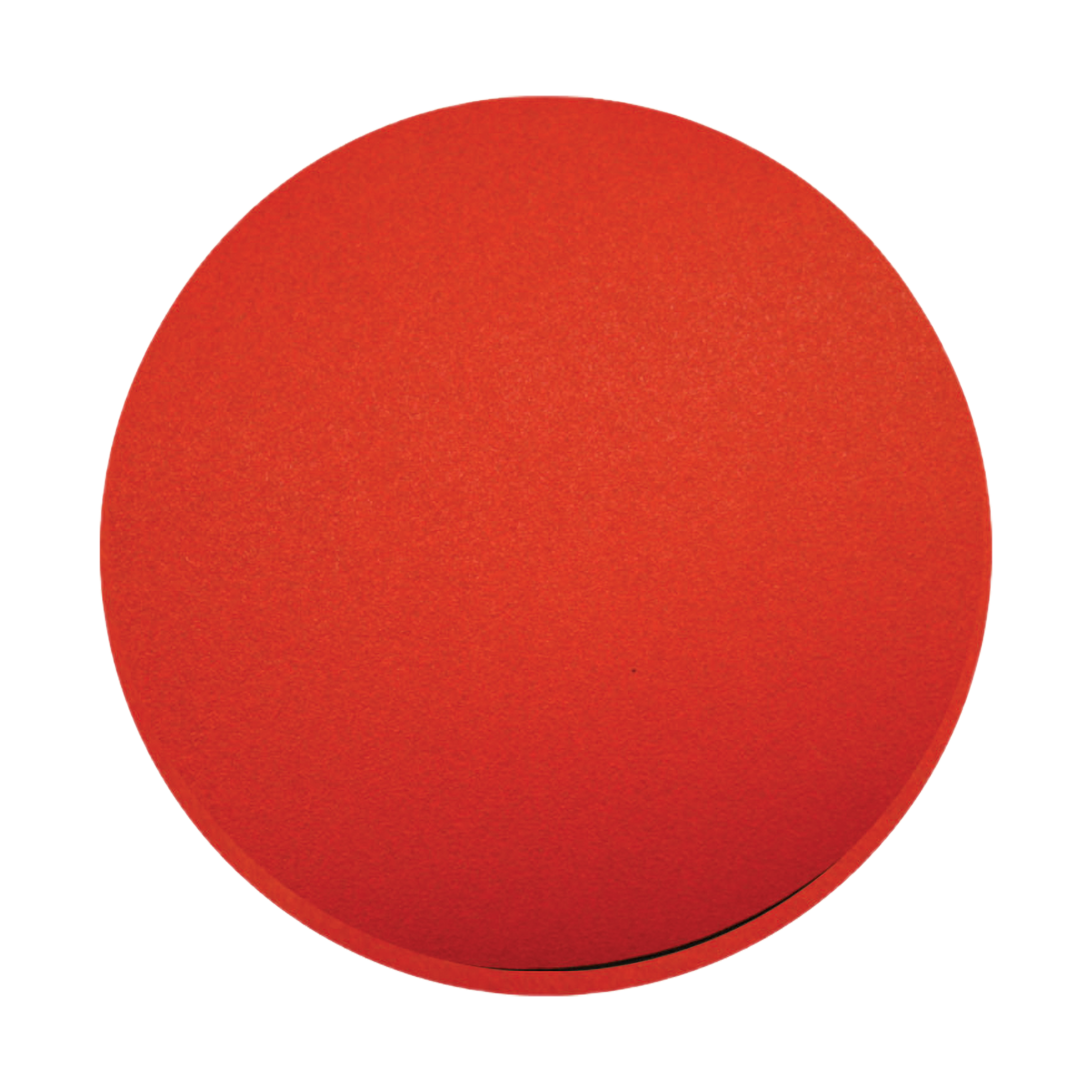 Red circular sanding disc with hook and lock backing, 6-7/8 inches diameter, 36-grit.