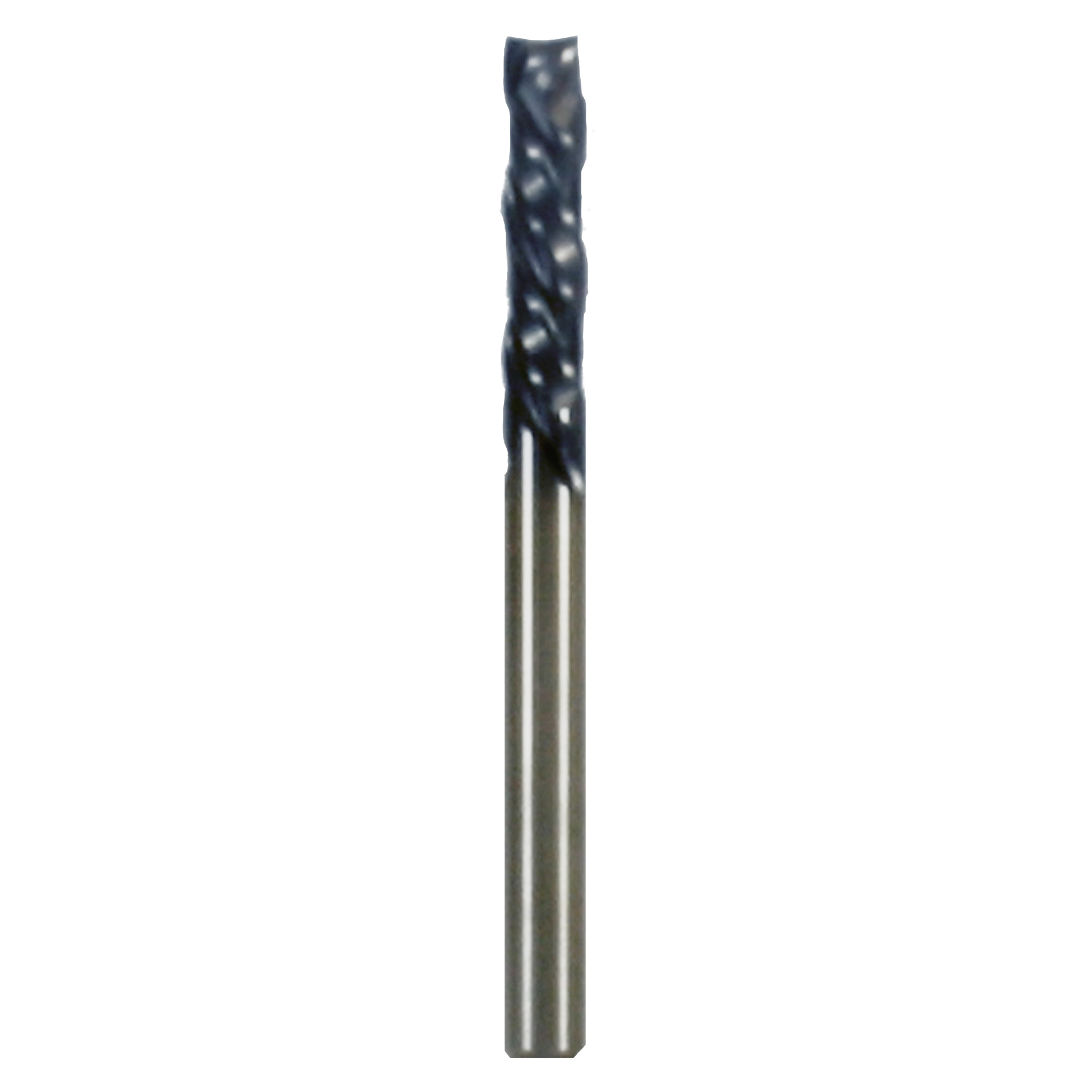Black and gray cylindrical mortise compression bit with three spiral flutes on the cutting end.