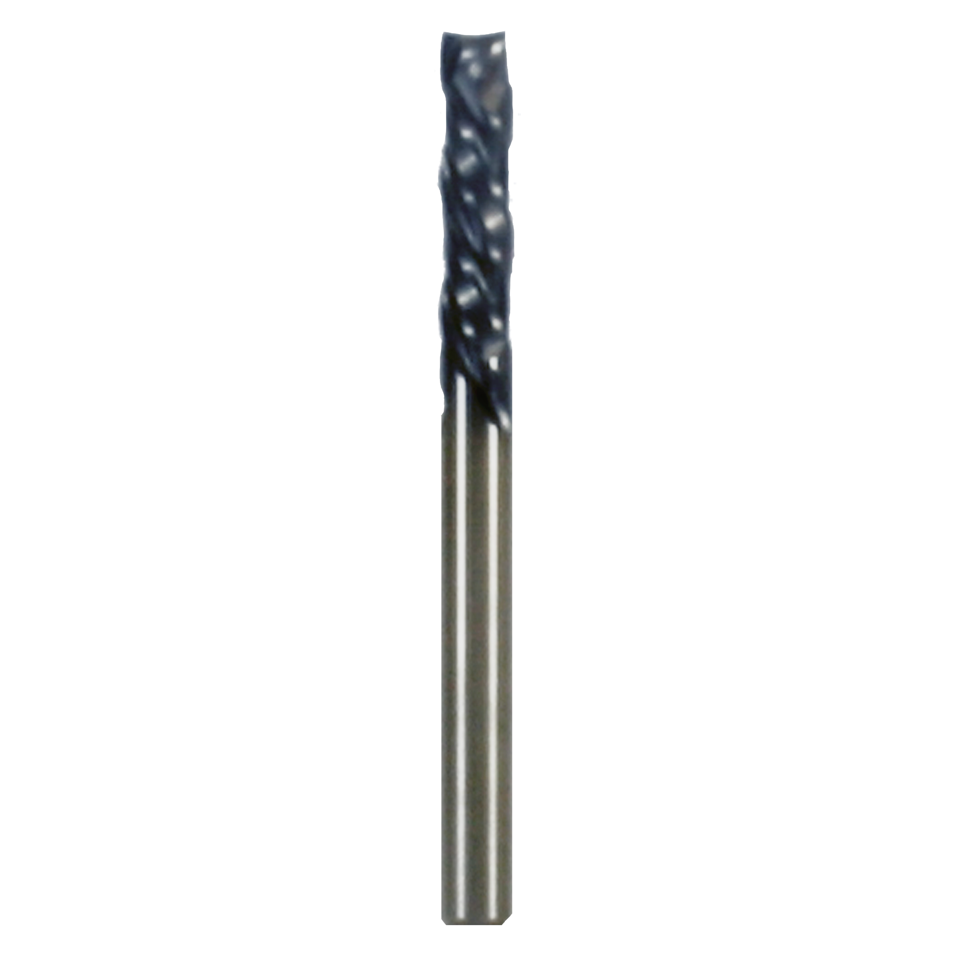 Black and gray cylindrical mortise compression bit with three spiral flutes on the cutting end.