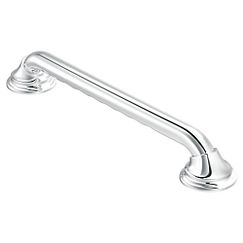 Chrome grab bar with rounded ends and mounting brackets, 16 inches long.