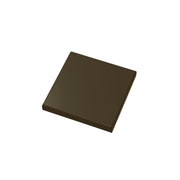 Square drain strainer with solid top surface in oil rubbed bronze finish, 5" x 5" with 2" throat opening.