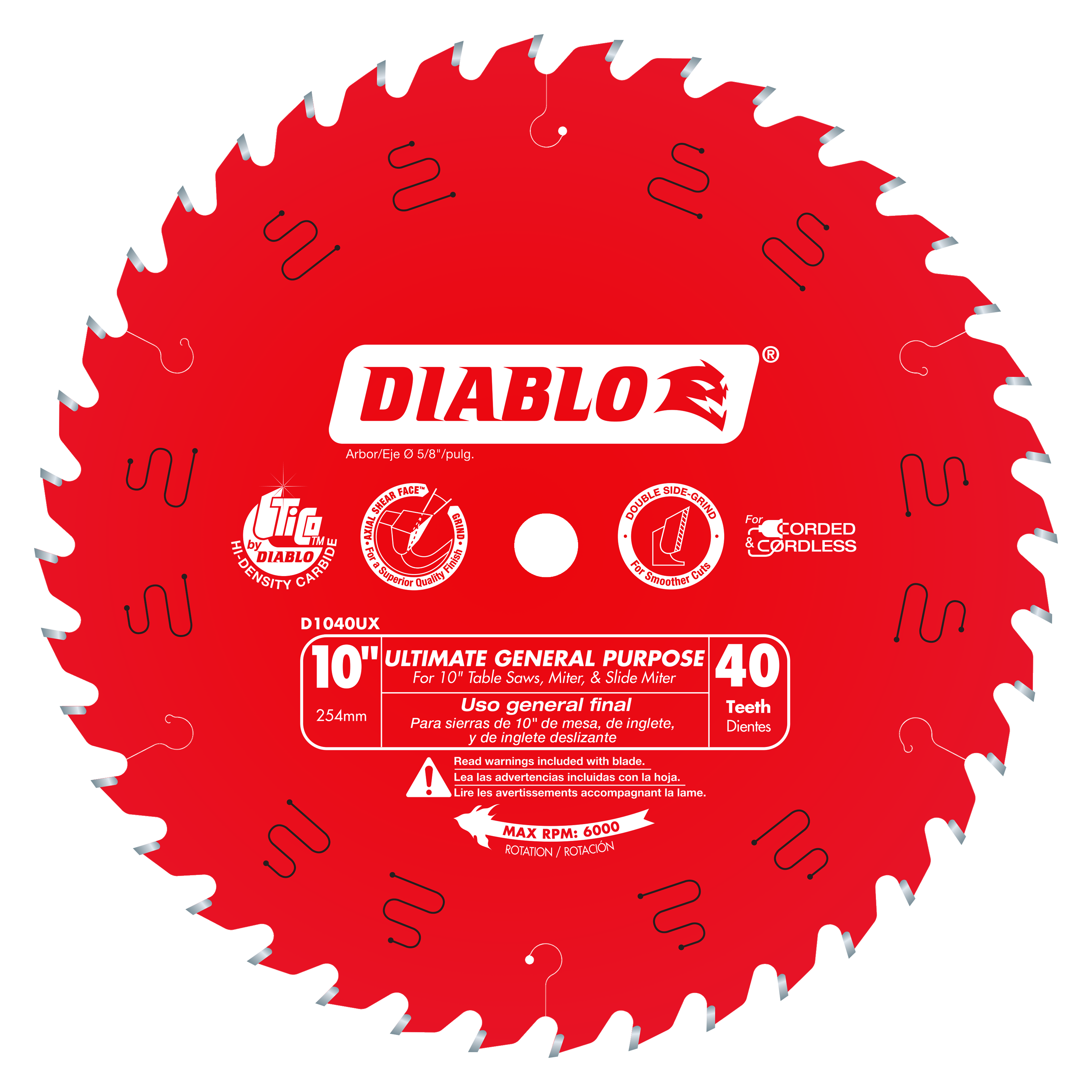 Diablo D1040UX 10 in. x 40 Tooth Ultimate General Purpose Saw Blade - 2 Pack