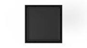 Black square drain kit with recessed center opening and raised frame border.