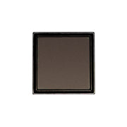 Square oil rubbed bronze drain cover with nested frame design and center opening.