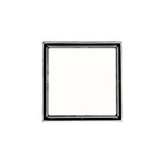 Square polished stainless steel drain grate with centered opening and recessed frame.