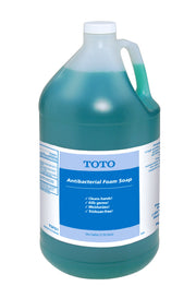 One-gallon bottle of teal-colored Toto antibacterial foam soap with white cap and blue label.